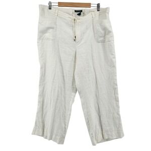 Lauren Ralph Lauren Linen Pants Womens Plus 20W White Drawstring Casual Comfort